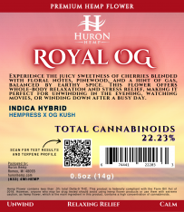 Huron Hemp - CBD Flower - Indica - Royal OG - 14 grams